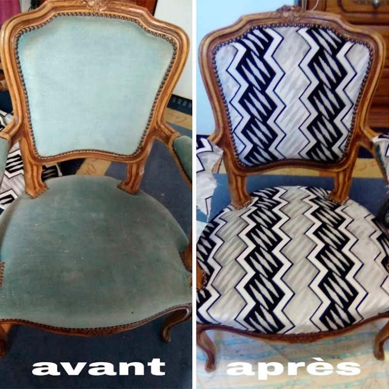 Fauteuils avant après restauration Atelier Helvétique